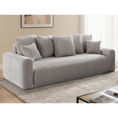 Calma Sofa Bed with Storage in Bumpy Design, Plush Cord Fabric