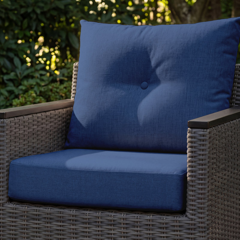 Ensemble de coussins de chaise d'extérieur en oléfine 23 po x 24 po, conception capitonnée, Bleu