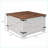 White Square Farmhouse Coffee Table with Hidden Storage, Easy-Clean Melamine Top for Living Room