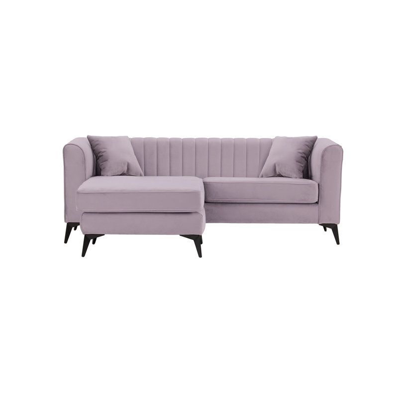 Adryen 5 Seater Velvet Corner Sofa , Purple