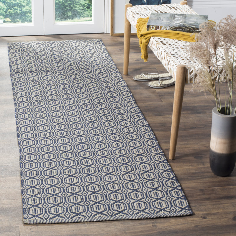 Melaina Hand Woven Cotton Geometric Rug, Runner 2'3" x 8'