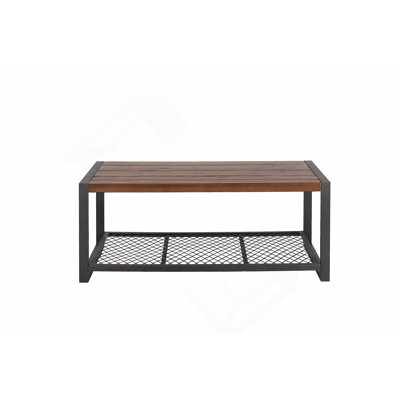 Rectangular Coffee Table With Solid Wood Table Topand Shelf