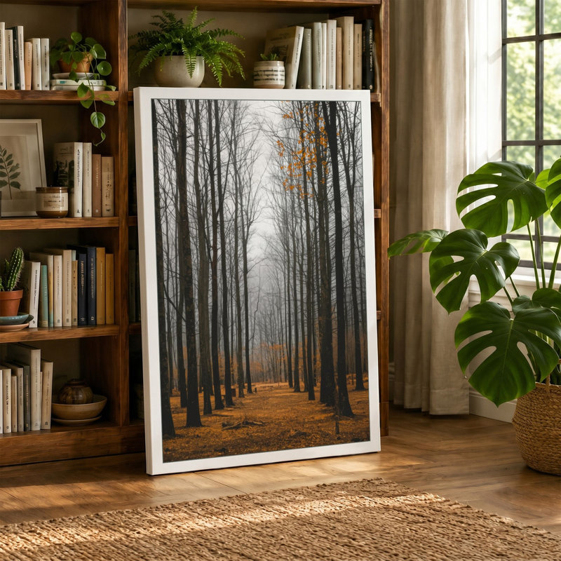 Autumn Avenue Scandinavian - Wrapped Canvas, 36x24 - 91.4 x 61.0 cm, Sage Border