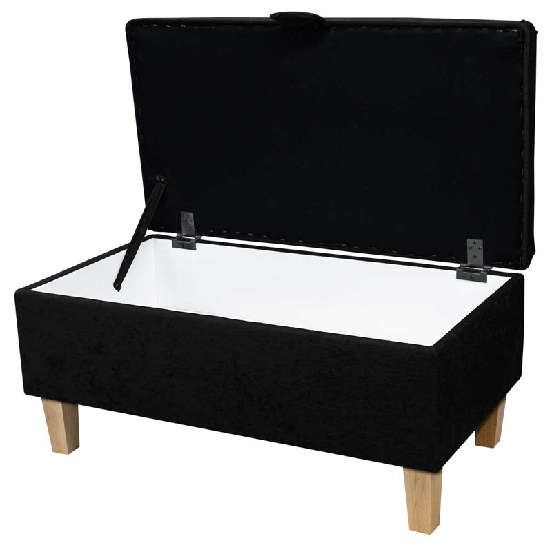 Upholstered Storage Bench, Black