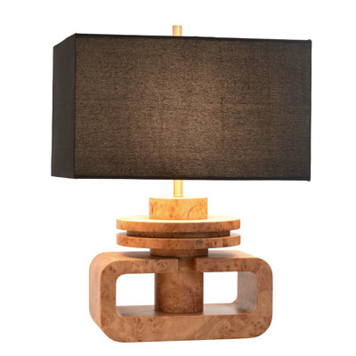 Lampe architecturale en liège - brun clair - abat-jour noir