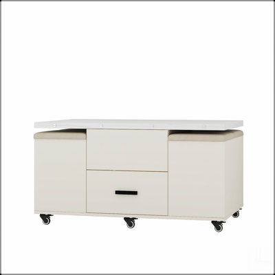 Table basse relevable moderne avec 4 tabourets pour le salon 1 rangement caché extensible + 2