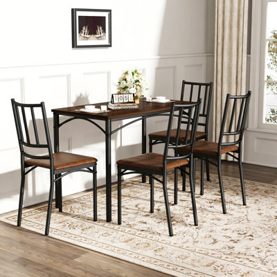 Dining Table Set, Bar Table with 4 Dining Benches, Kitchen Table Counter with Chairs, Industrial for Kitchen Breakfast Table, Living Room, Party Room,