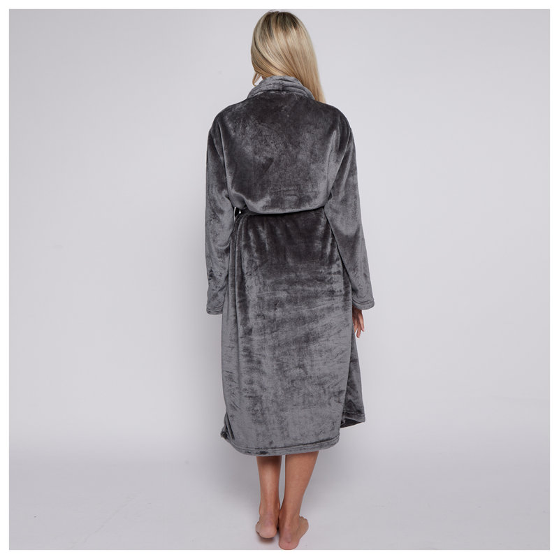 Gender Neutral Mid-Calf Bathrobe with Pockets, Black