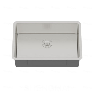 Évier de cuisine encastrable 26 po - Évier de cuisine encastrable 26 po x 18 po x 9 po en acier inoxydable à cuve simple de calibre 16 de 9 pouces de profondeur, avec crépine (sans accessoires supplémentaires)