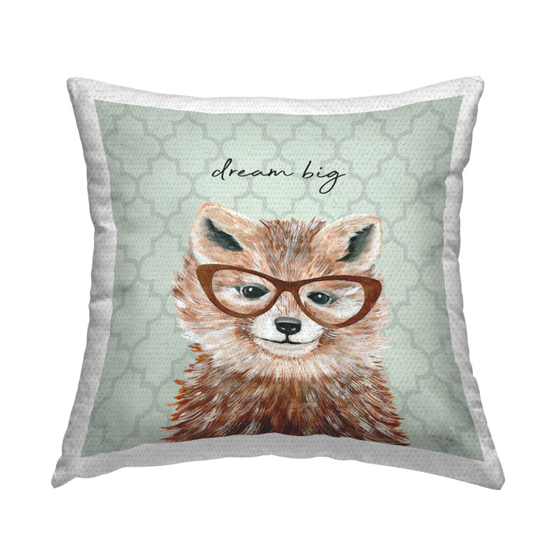 Coussin d'extérieur à motif de treillis Dream Big Fox par Cindy Jacobs