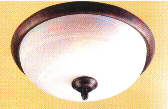 Plafonnier semi-encastré 15" à cuve simple 3 lumières, Bronze doré