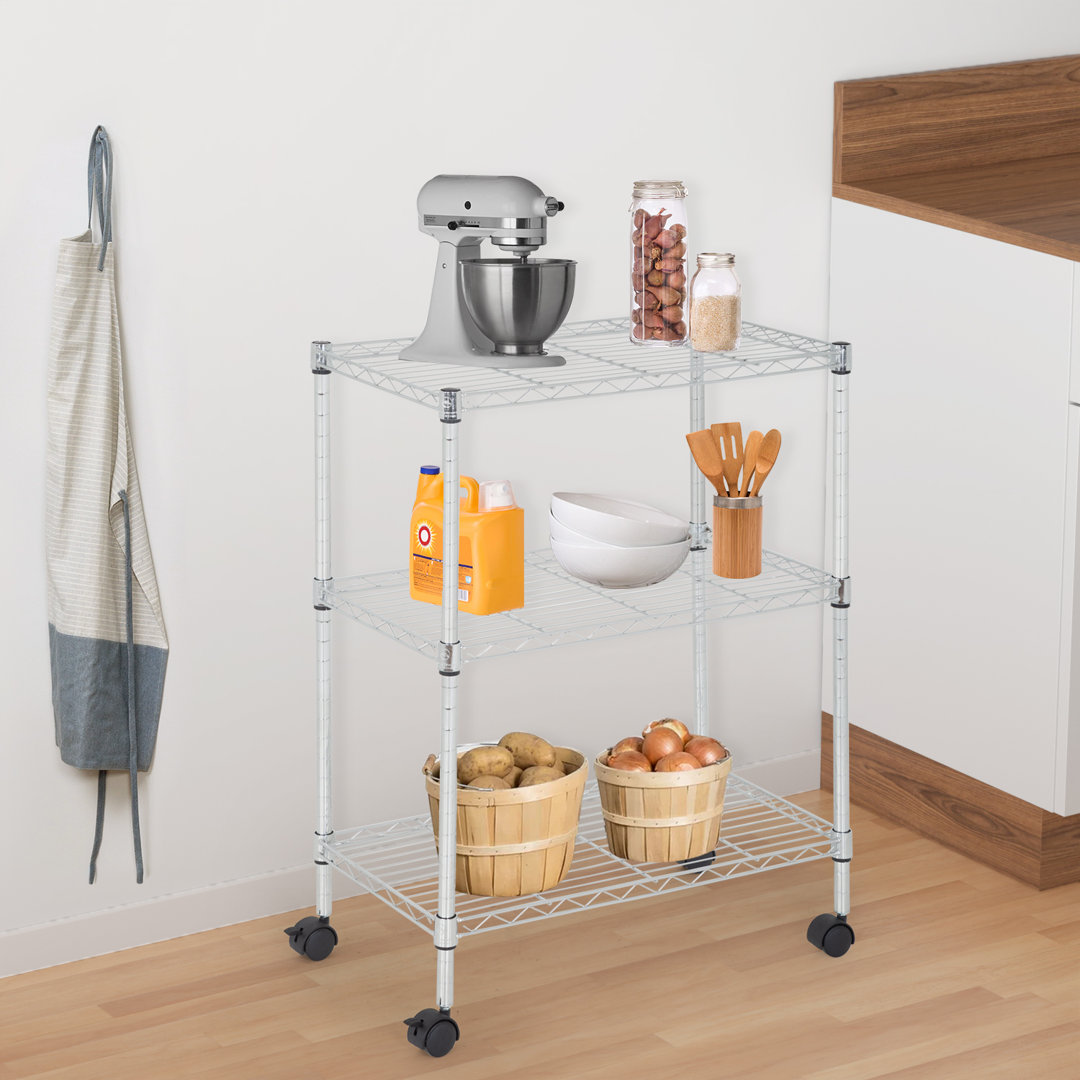 Lenzy 23'' W Metal Storage Rack with Wheels Rebrilliant 
