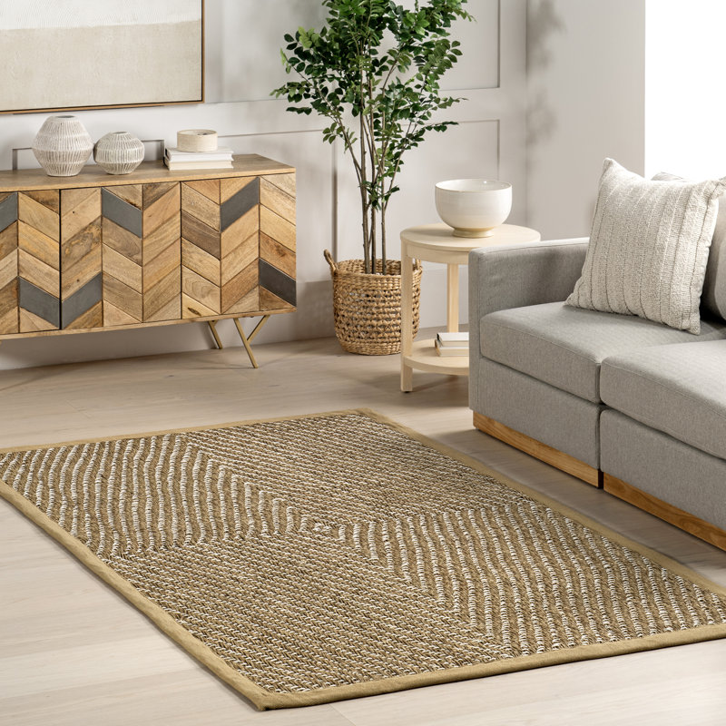 Bayou Breeze Meara Geometric Striped Seagrass Area Rug | Wayfair