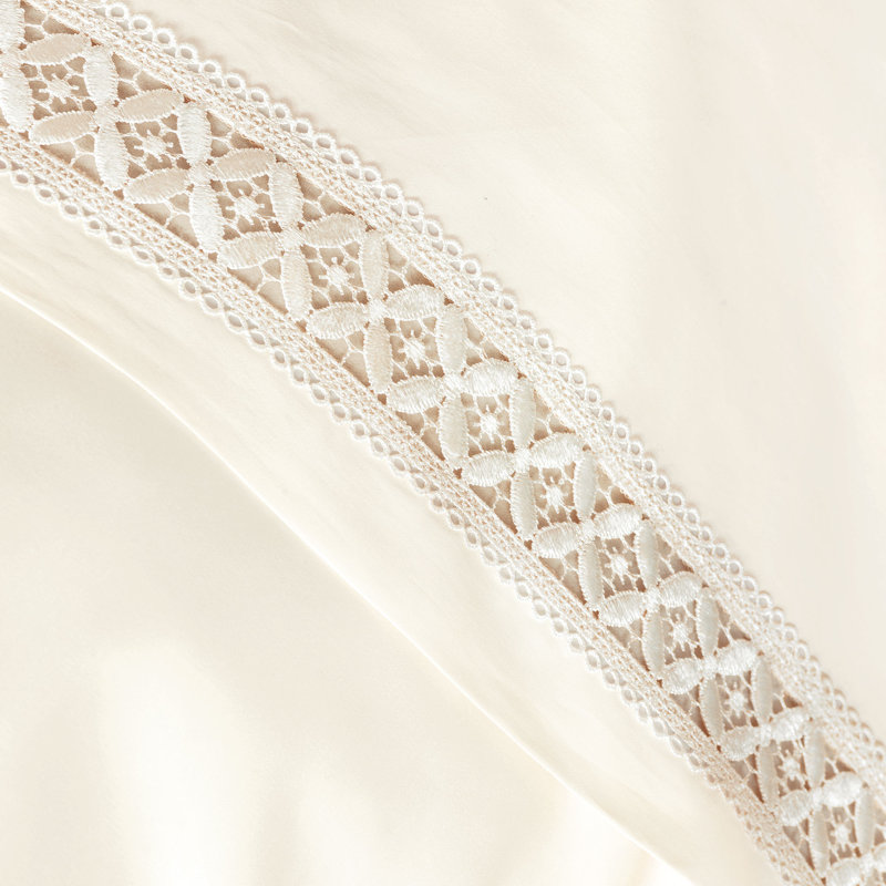 Juliet Pillowcase, Ivory/Ivory, Queen Pillowcase