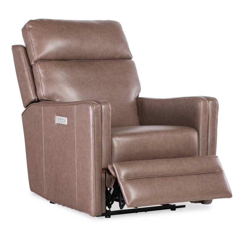 Twain Leather Glider Recliner, Umber