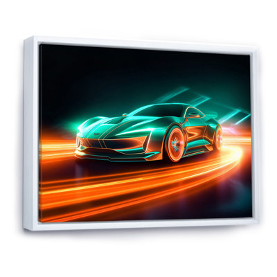 «Teal Neon Exotic Car II», reproduction sur toile