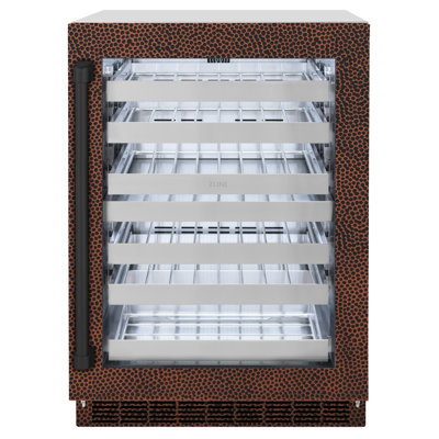 ZLINE 24 In. Touchstone Dual Zone 44 Bottle Wine Cooler With Hand Hammered Copper Glass Door (Rwdo-Hh-24) | Fridge.com