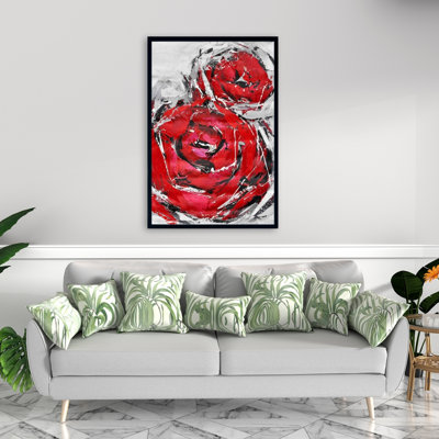 Abstract Red Roses Print On Canvas