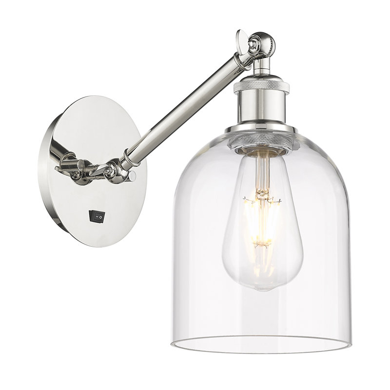 Odaniel Steel Armed Sconce, Polished Nickel, Clear