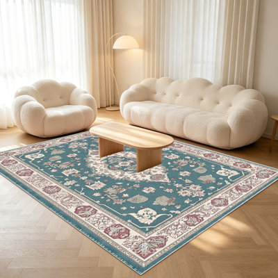 1PC Traditional Persian - style Area Rugs for Living Room, Soft and Comfortable, Suitable for all seasons, easy - to - maintain, machine washable Indoor floor mat, suitable for Bedroom, Dining Room, Study, Entryway, Patio, Home Decor, Outdoor Decor