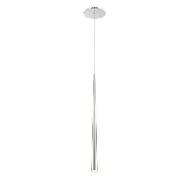 Cascade 1 - Light LED Pendant, 19" H x 6.5" W x 6.5" D, Polished Nickel
