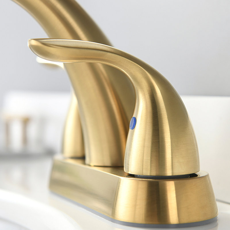 Centerset 2-handle Bathroom Faucet with Drain Assembly, Brushed Gold