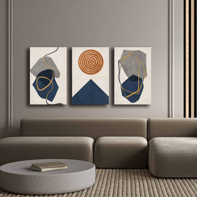 Stunning Decorative Canvas Painting Set (3 Pieces), 100% Canvas, Total Size: 57.1 x 27.6 inches | 100% Pine Wood Frame, Thickness: 0.1 inches | Perfect for Living Room & Bedroom Decor, Vibrant Colors and Elegant Design