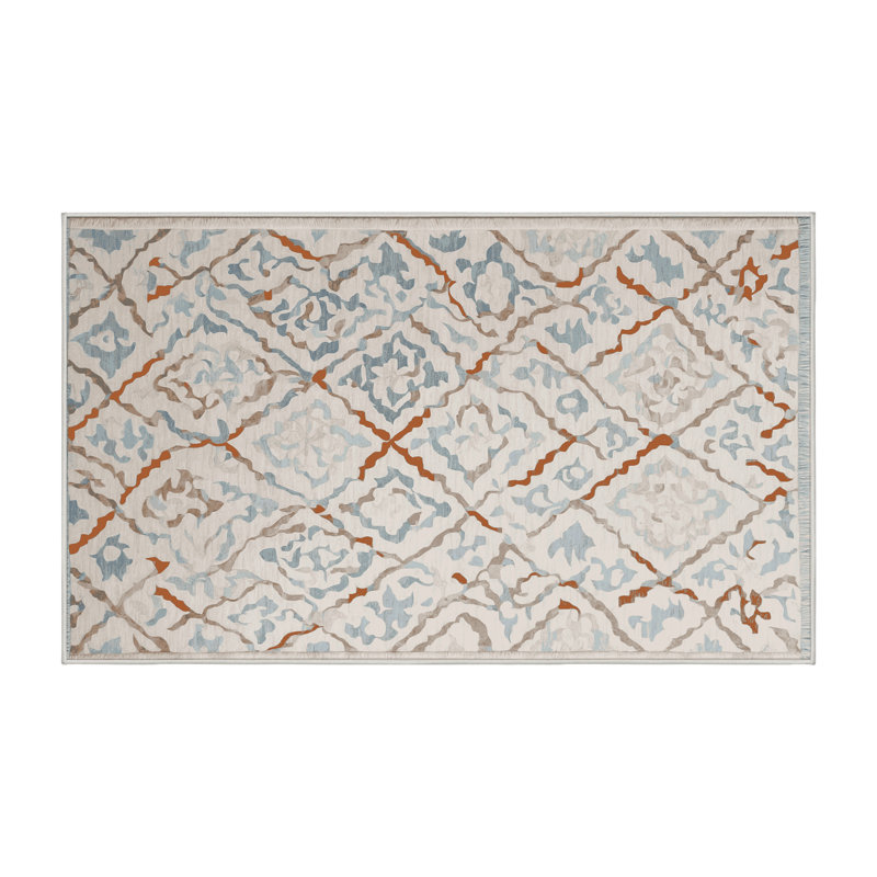Machine Washable Beige Area Rug, Rectangle 8' x 12'
