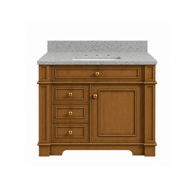 Comptoir de meuble-lavabo en noyer clair de 36 po x P 21 po avec comptoir simple encastré Josea