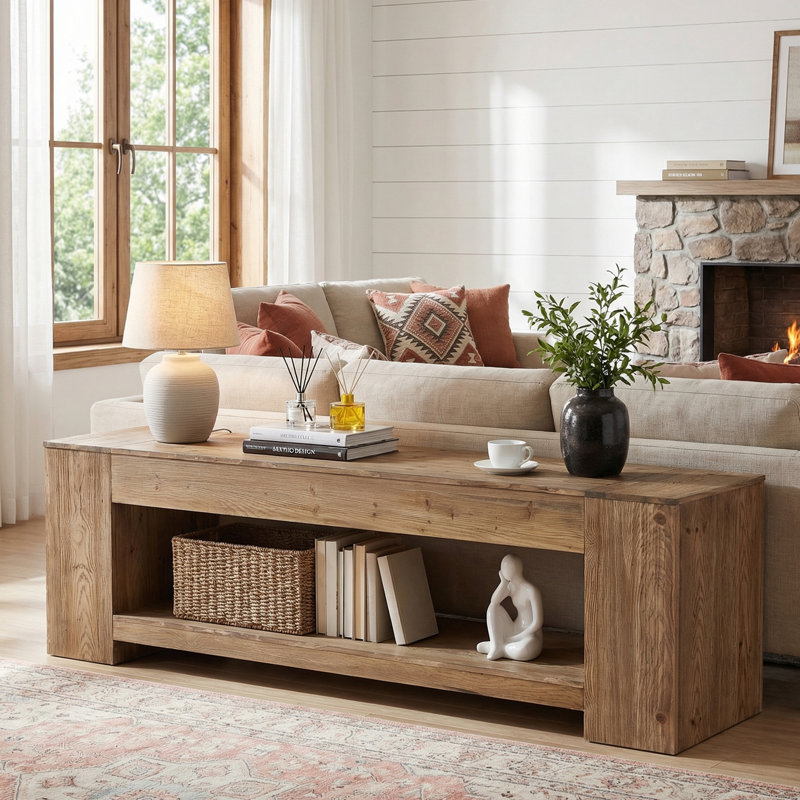 Console d'entrée en bois massif, Brun chaud