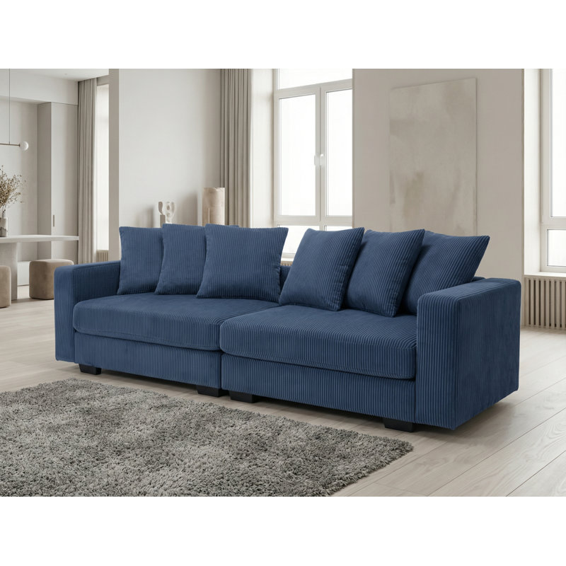 Causeuse modulaire 2 places Corduroy, Bleu très foncé