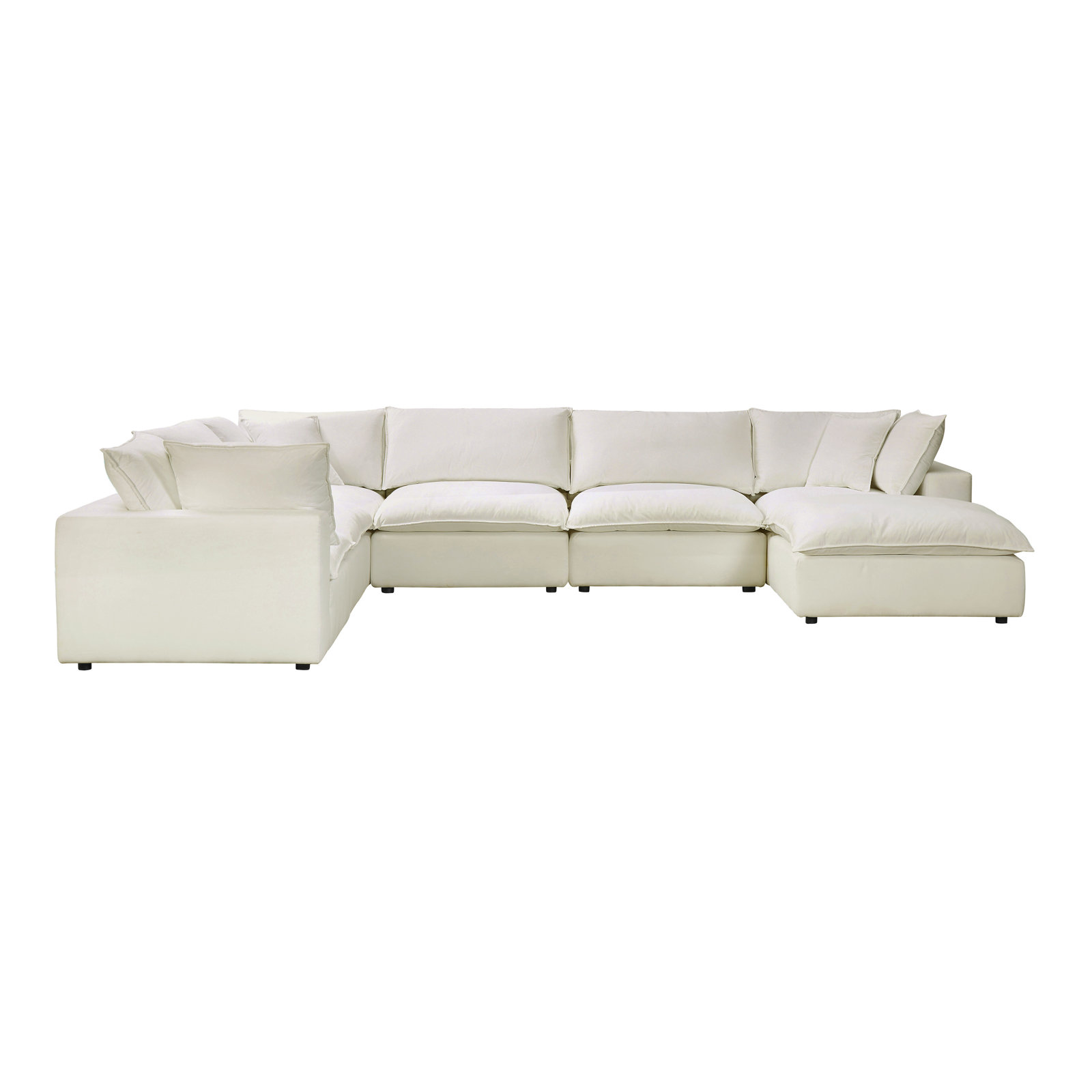 Ellaria Modular Upholstered Reversible U-Sectional, White Faux Leather