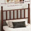 Lit plateforme de style ferme, taille simple, avec tête de lit artistique et sommier à lattes en bois. Montage facile, sans sommier tapissier. Finition noyer.-244602909-244602910