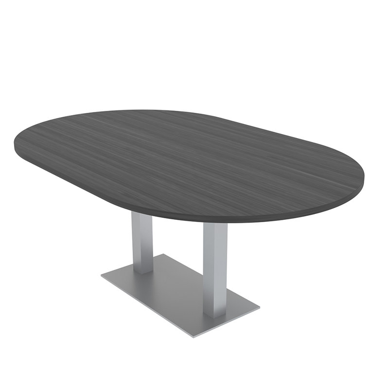Table de conférence Racetrack, L 84 po x l 48 po, Nuit asiatique, Argent argent
