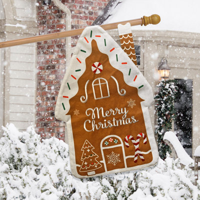 Gingerbread House Burlap House Flag