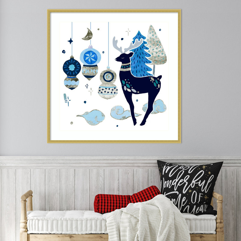 «Goodnight Reindeer II» par Melissa Wang, reproduction d'art encadrée sur bois, H 33 po x l 33 po