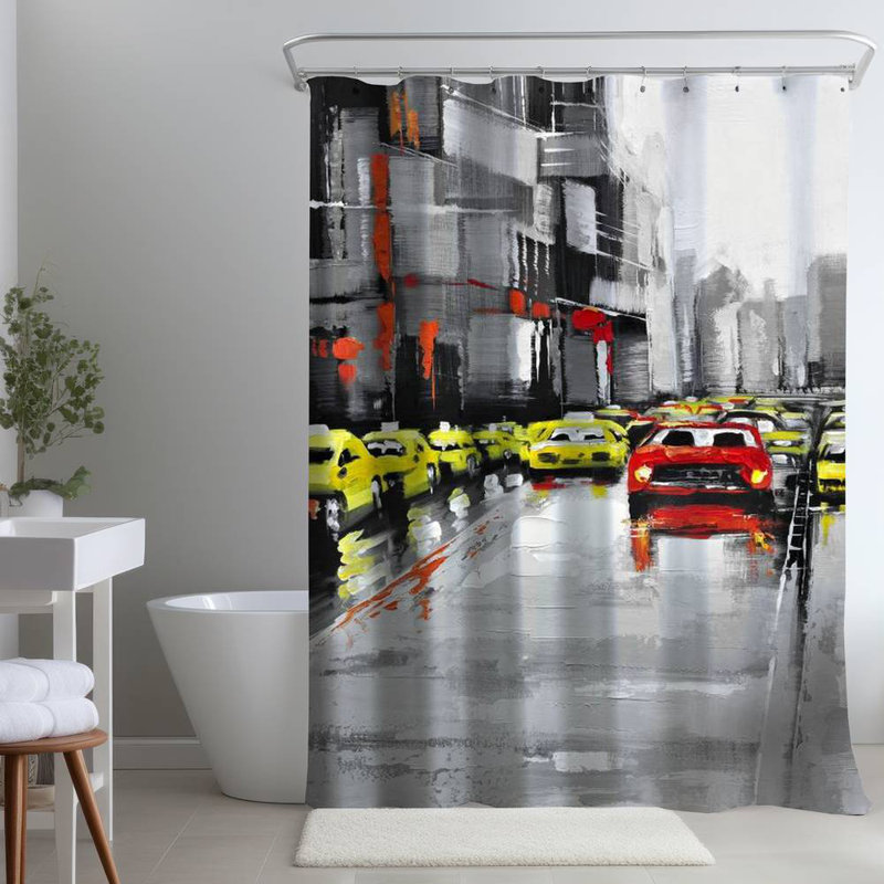 Shower Curtain CI65 – Polyester Shower Curtain, Dye Sublimation Print, 71" W × 74" L