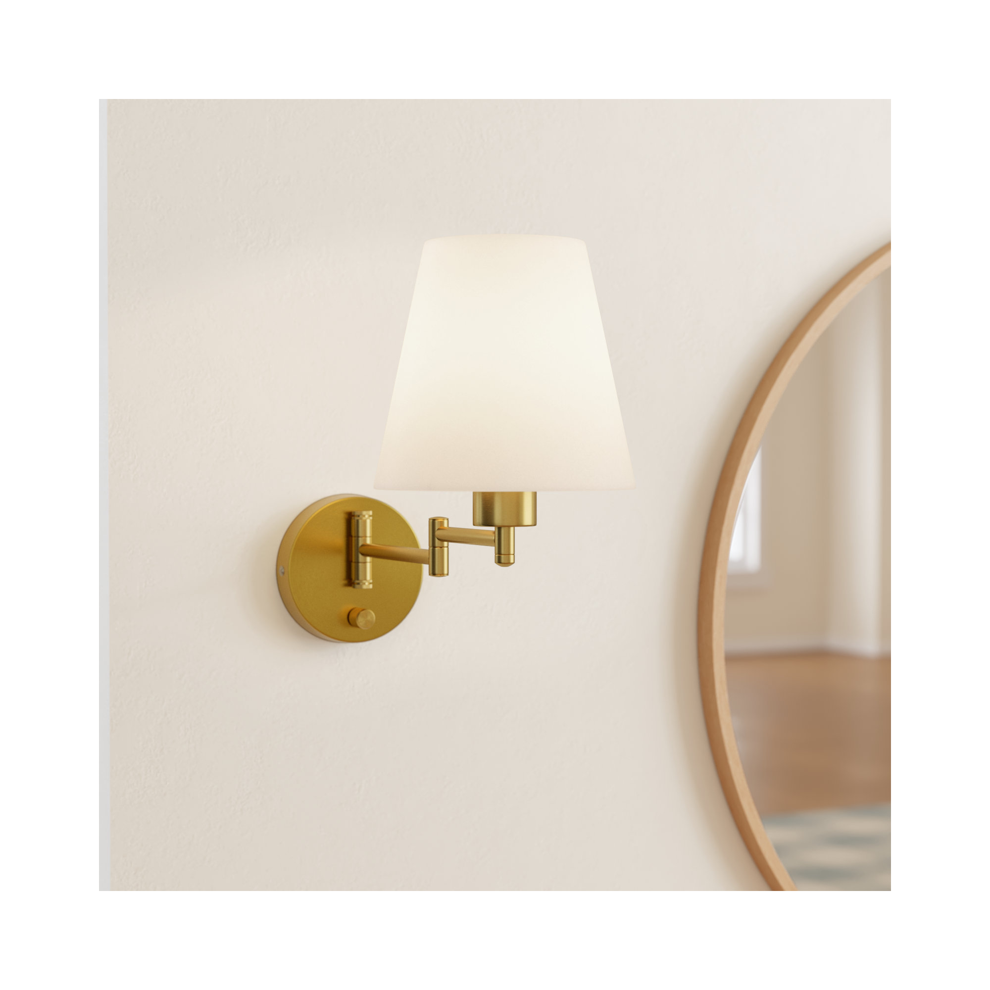 Swing Arm Sconce, 12.2" H x 7.09" W x 14.96" D, Gold