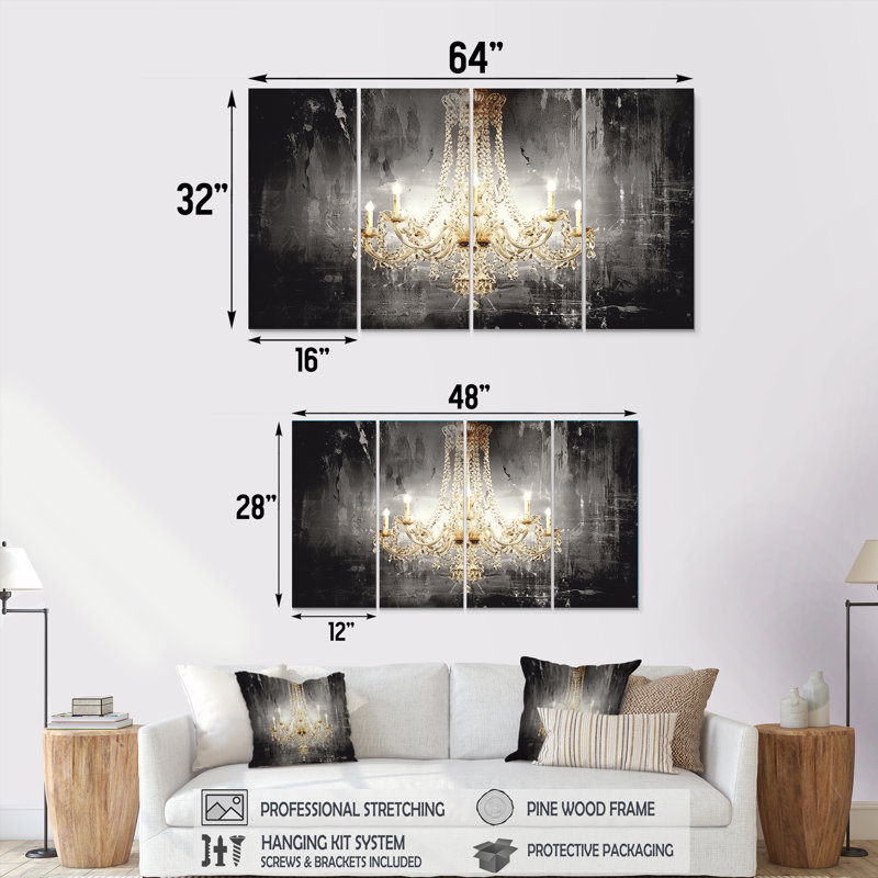Robicheaux - Art mural lustre glam 4 pièces, H 28 po x l 48 po