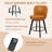 MINCETA 360° Swivel Bar Stools Set of 2, 26 Inch Counter Height Bar Stool with Shell Backrest, PU Leather Upholstered Bar Chair with with Footrest, for Kitchen Island, Home Bar, Brown-1176753363