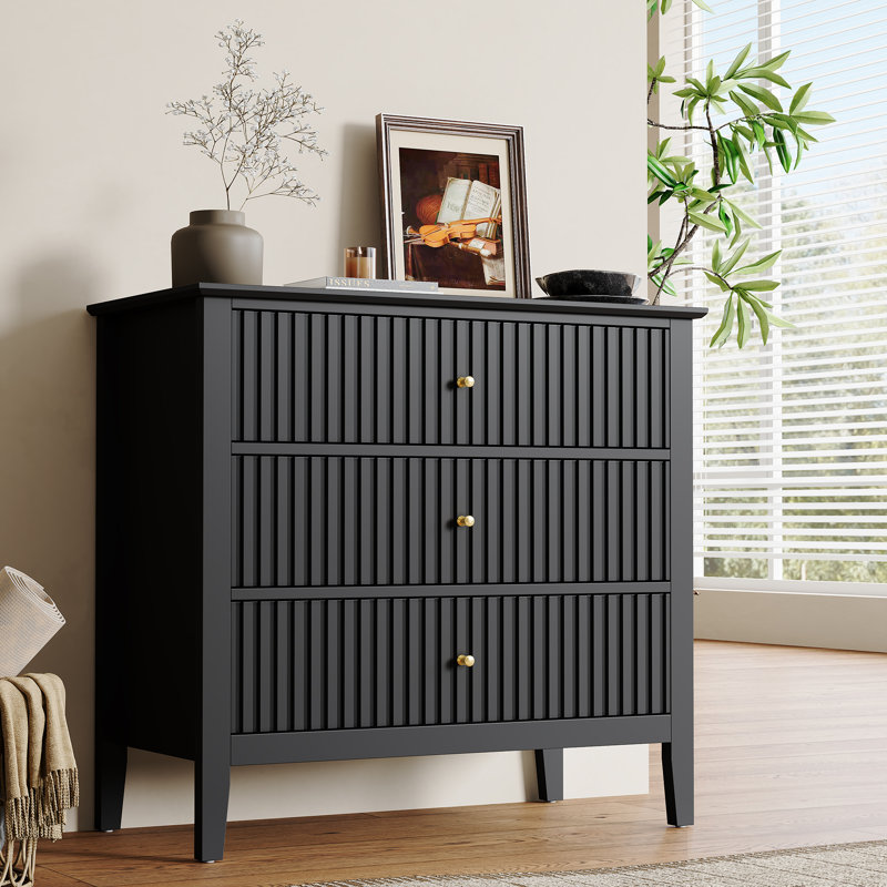Amberrae 3 Drawer 81.3cm W Dresser, Black