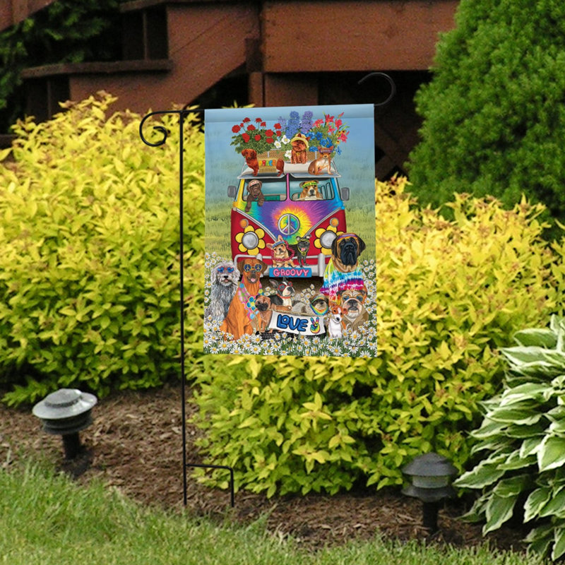 Groovy Pups Spring Garden Flag