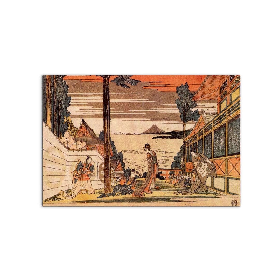 First act by Hokusai Katsushika 53×80 cm MetalArt Materic Aluminum Satin Effect, Frameless Panel, Lightweight Ready to Hang