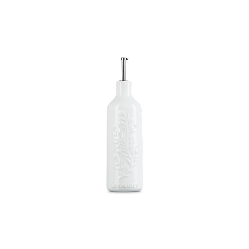 Le Creuset Stoneware Olive Branch Collection Oil Cruet, 20 Oz. - Marseille, White