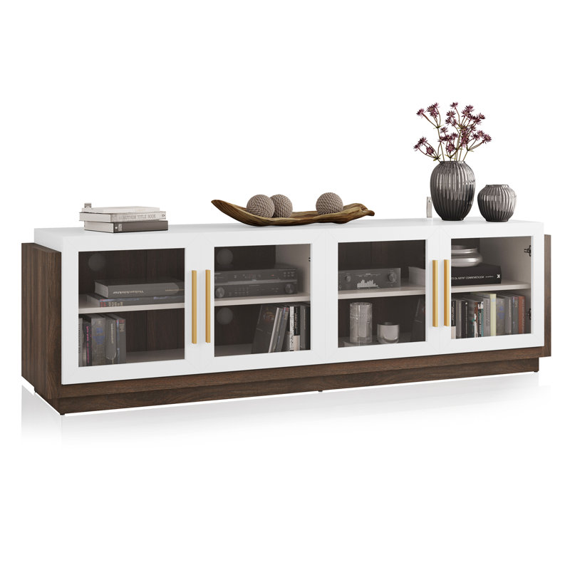 Asada TV Stand 75" Media Console, White/Brown