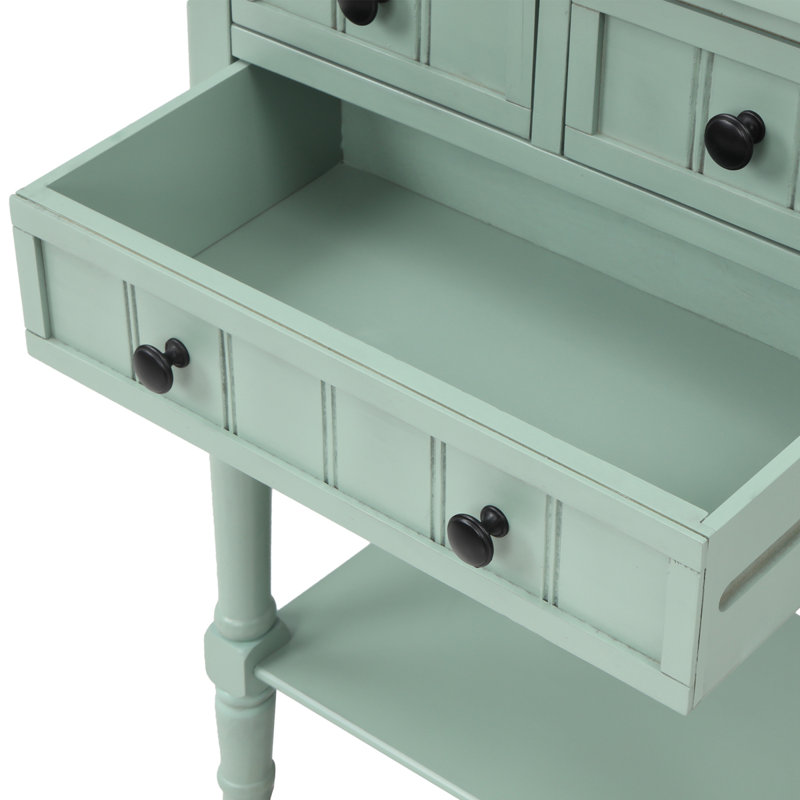 Commode d'appoint en bois avec tiroirs de rangement, Bleu rétro
