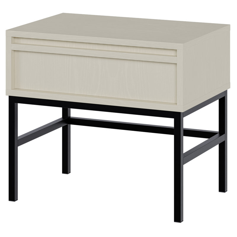 Bannie 50cm W Metal Bedside Table, Sand Beige