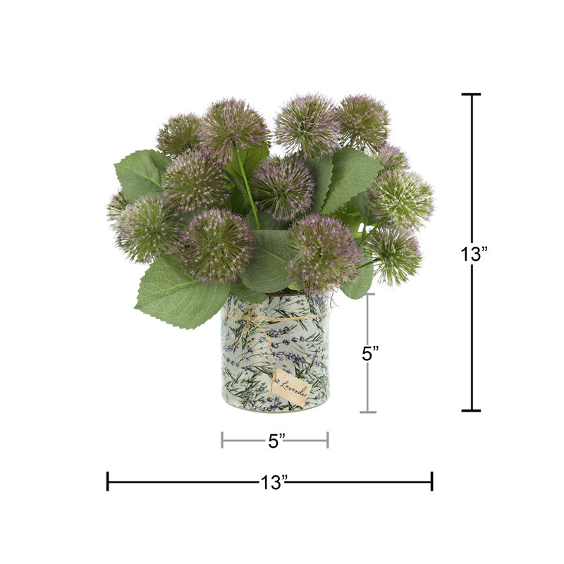 Lavender Thistle Arrangement in Glass Vase