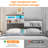 Upholstered Bed Frame With 4 Storage Drawers And LED Lights-439846868-439846871