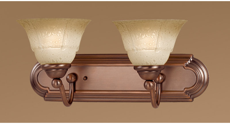 Éclairage pour meuble-lavabo 2 lumières Comstock, Cuivre antique, Crème toscane